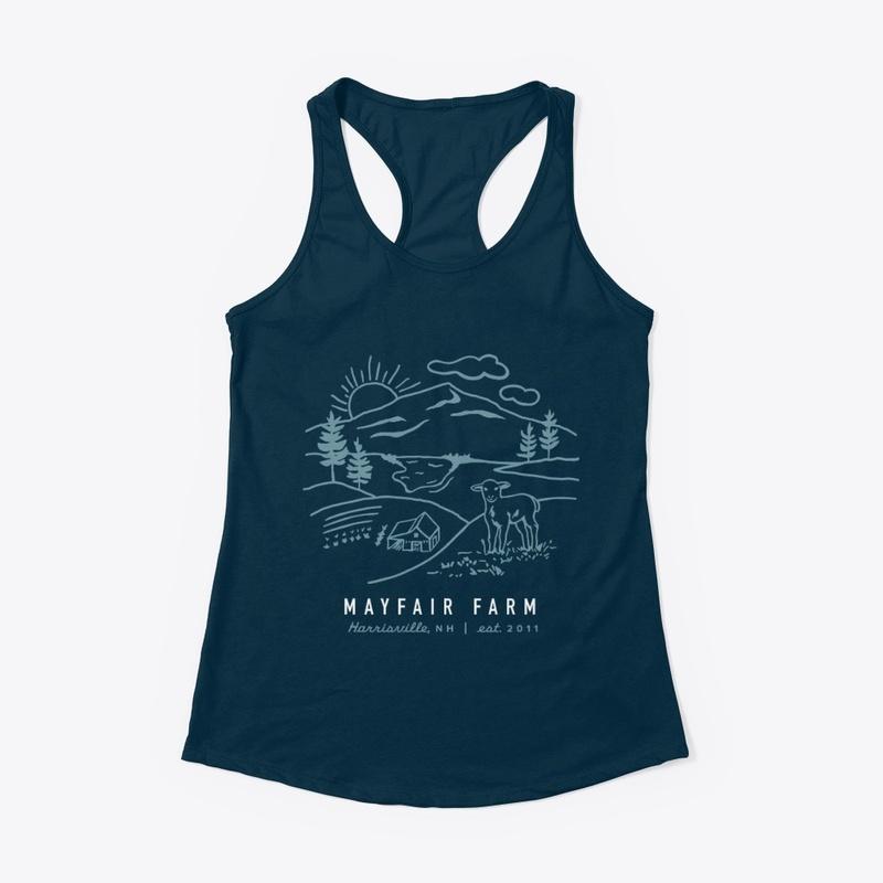 Womens Blue Farm Illustration Tank