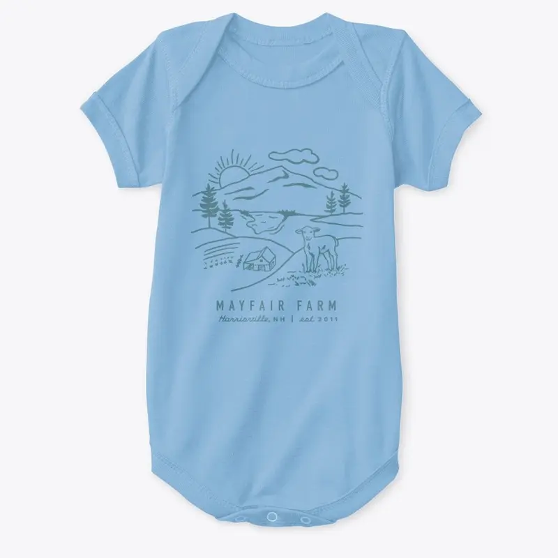 Blue Farm Illustration Onesie